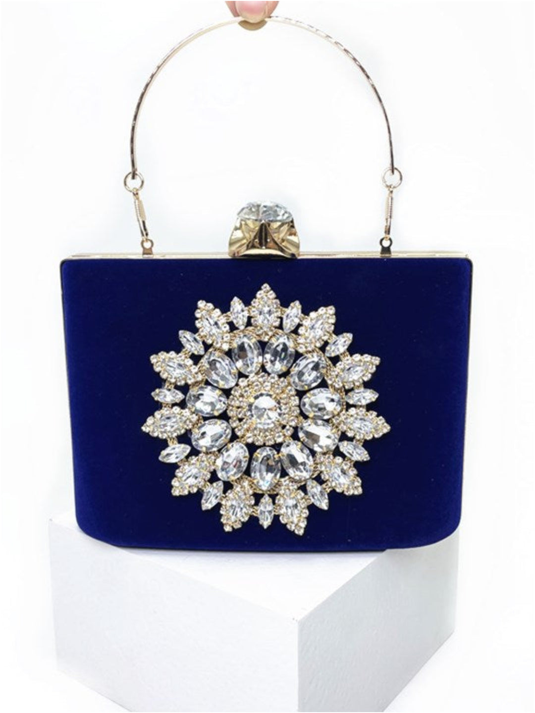 Velvet Sunflower Handheld Diamond Evening Party Clutch