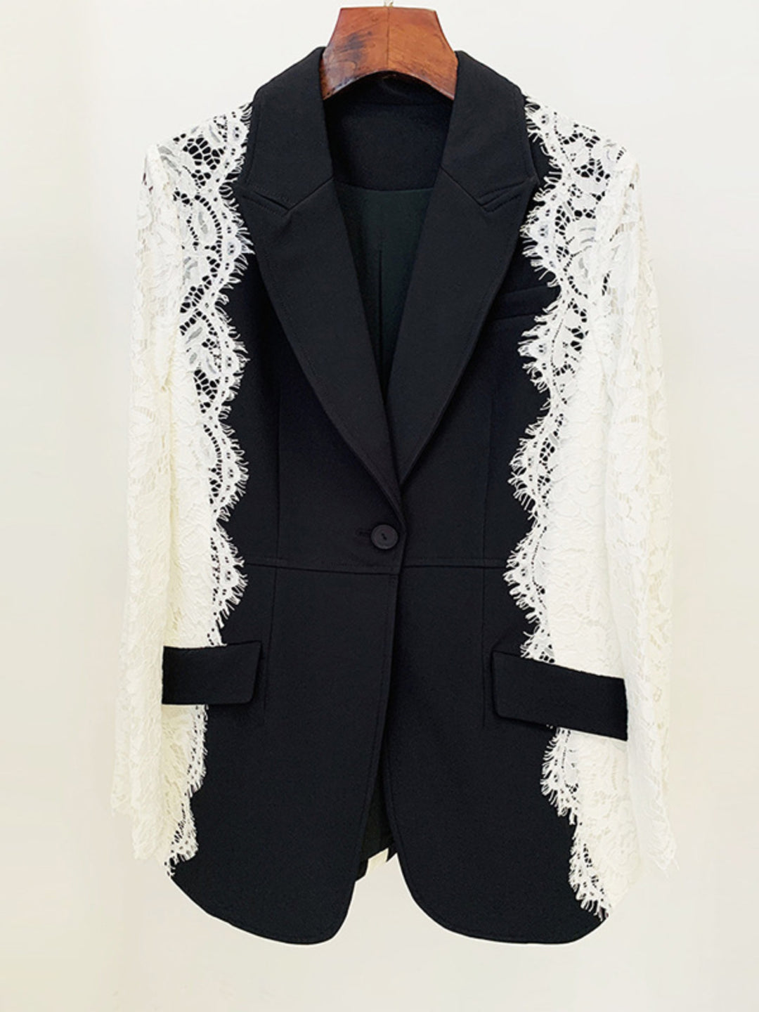 Grace Black Lace Splicing Blazer