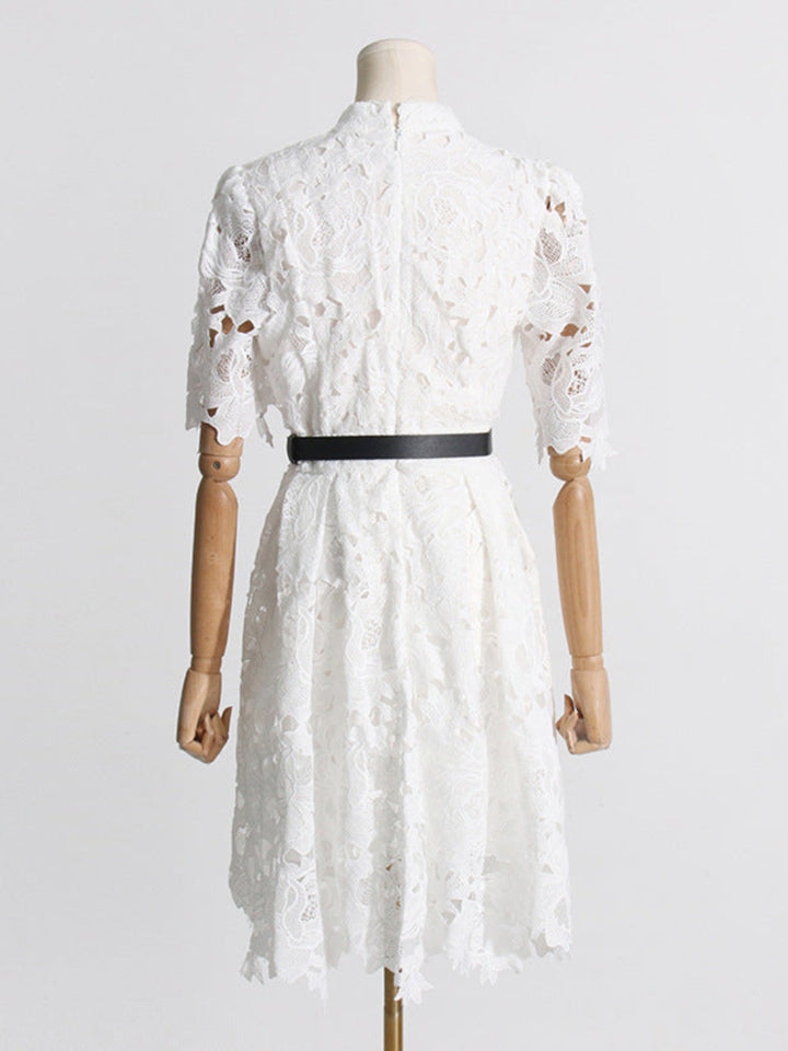 Elegant Stitched Lace Mini Dress