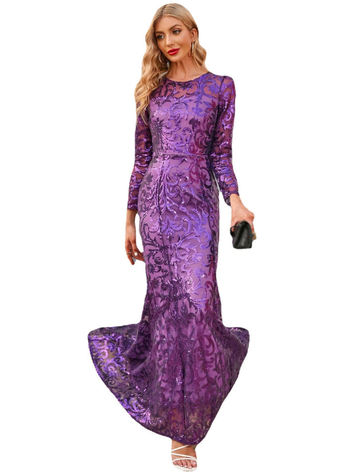 Temperament Long-sleeved Sequin Dress