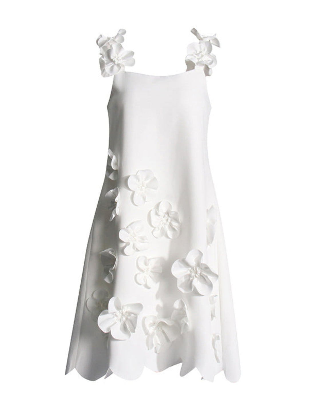 Elegant Three-dimensional Flower White Mini Dress