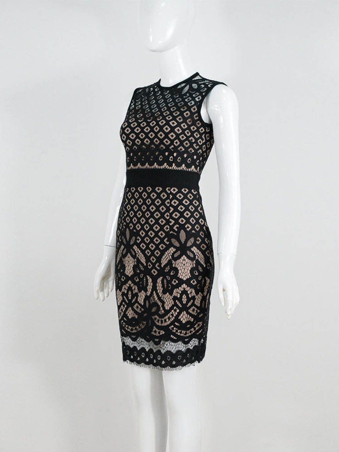 Temperament Hollow Lace Mini Dress