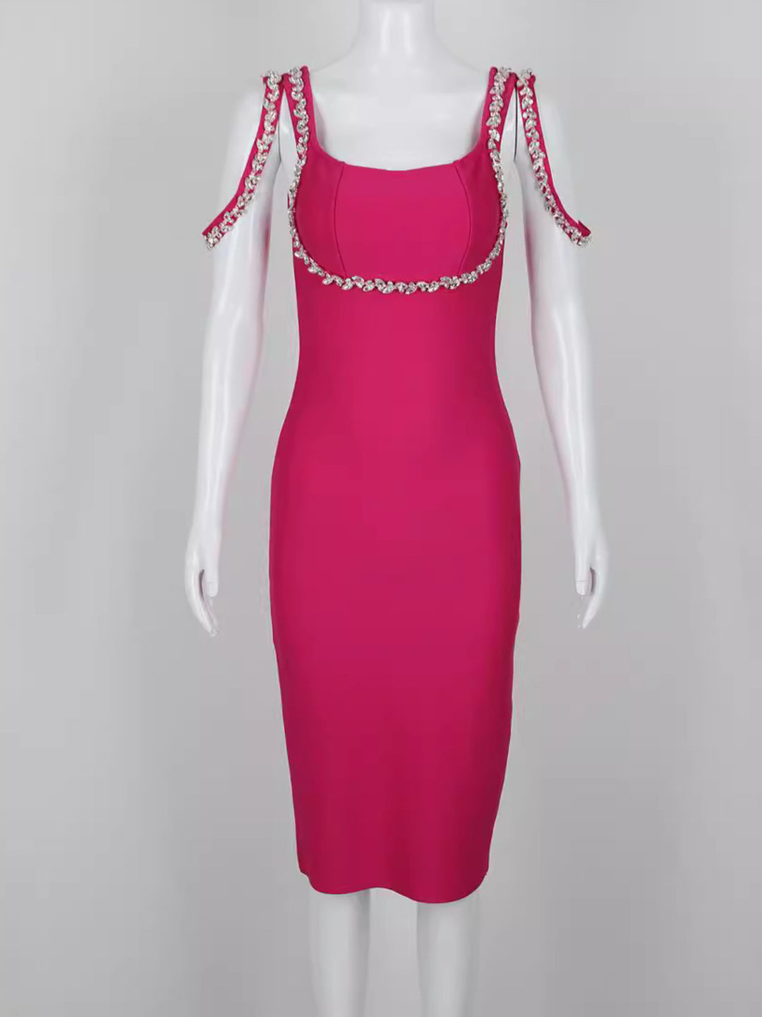 Amelia Rose Red Beaded Midi Dress