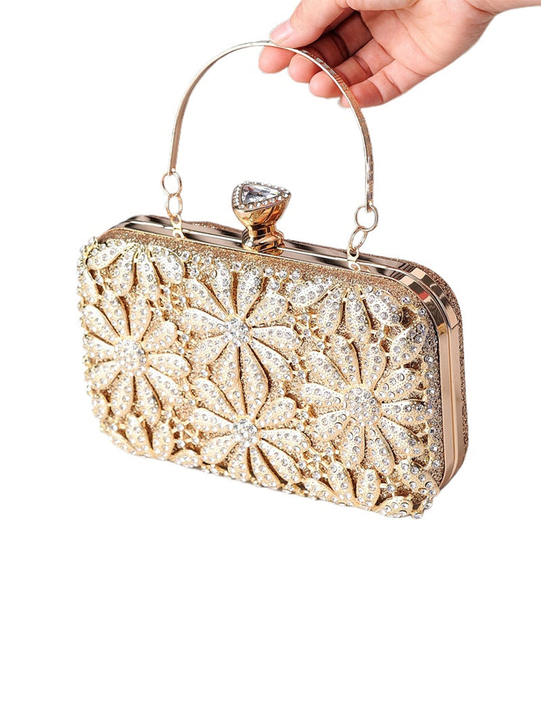 Flower Rhinestone Dress Bag Handheld