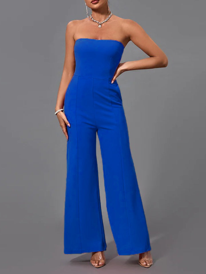 Temperament Solid Color Tube Top Jumpsuit