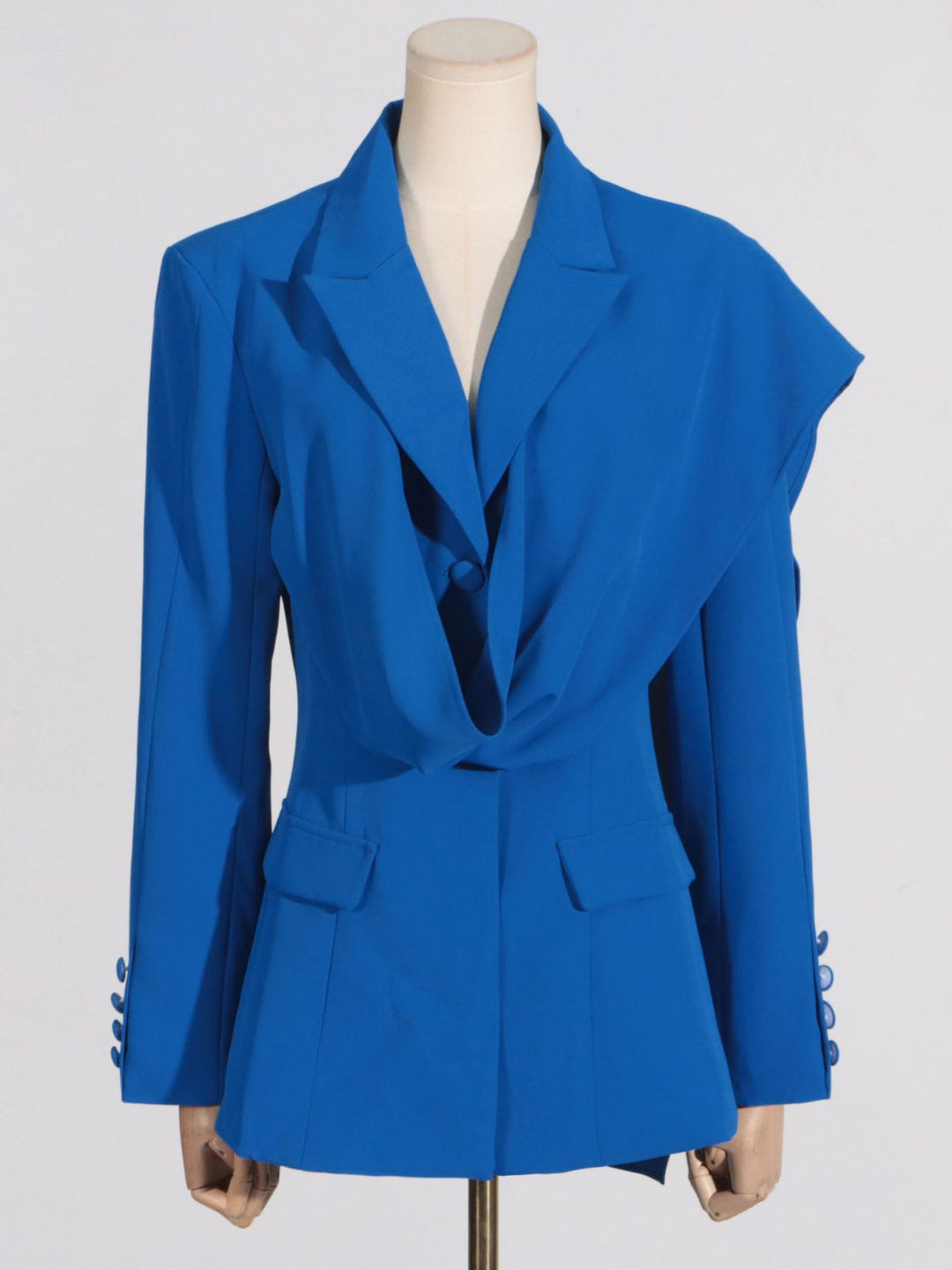 Solid Color Ribbon Spliced Blazer