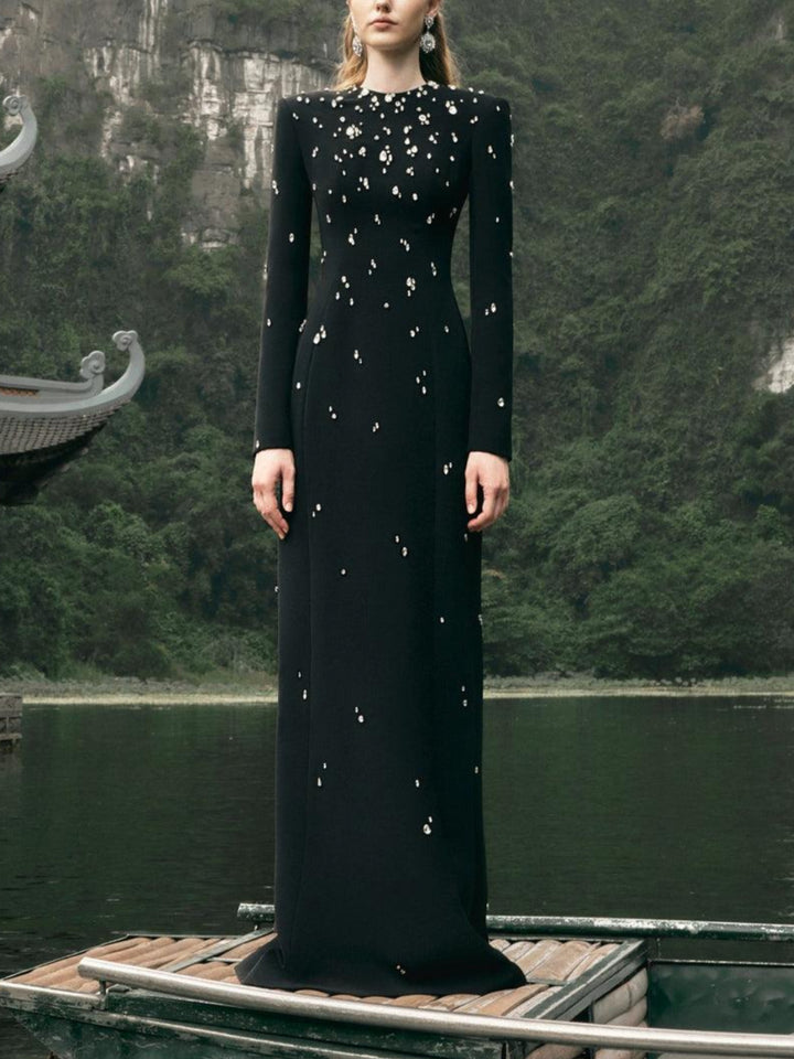 Black Bead Maxi Dress