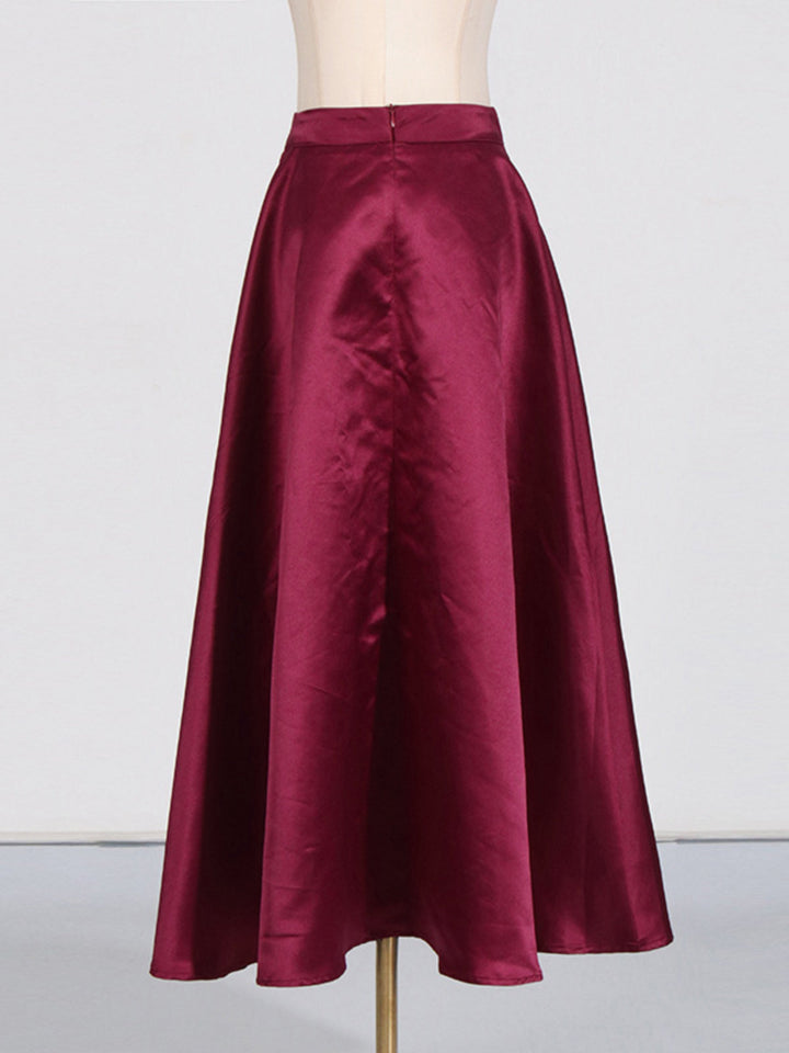 Solid Color Waist Maxi Dress Two-piece Set