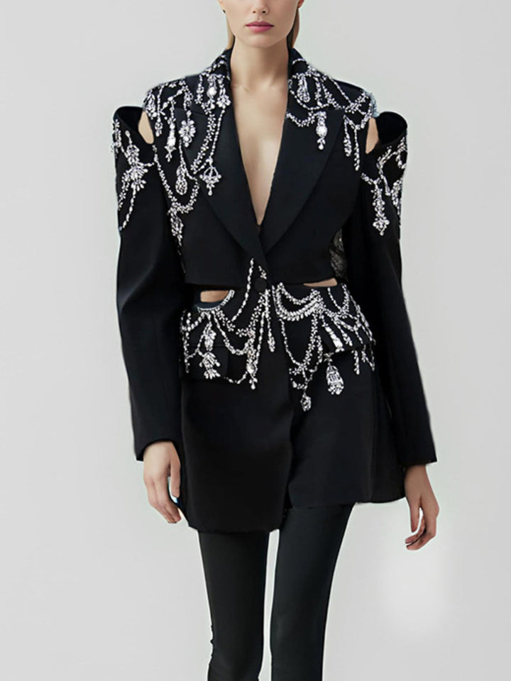 Diamond-embellished Cutout Blazer