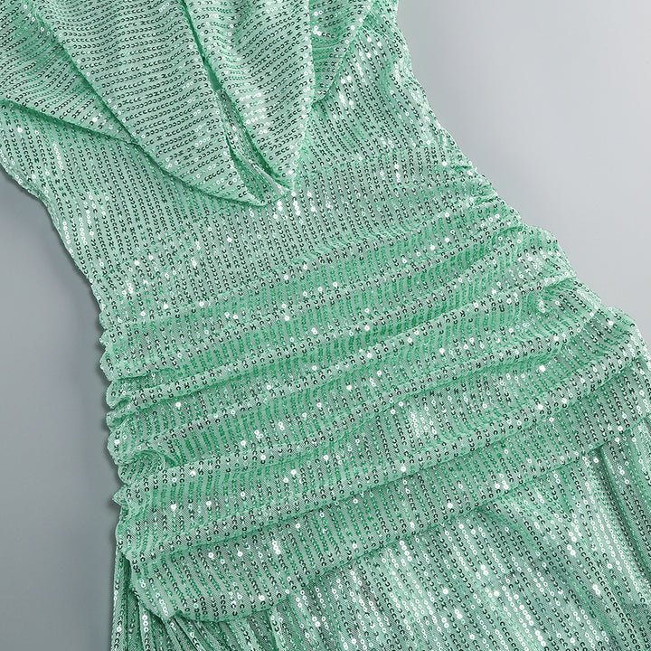 Temperament Sequined Fishtail Maxi Dress