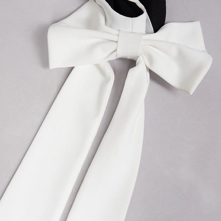 Black White Bow Elza Midi Bandage Dress