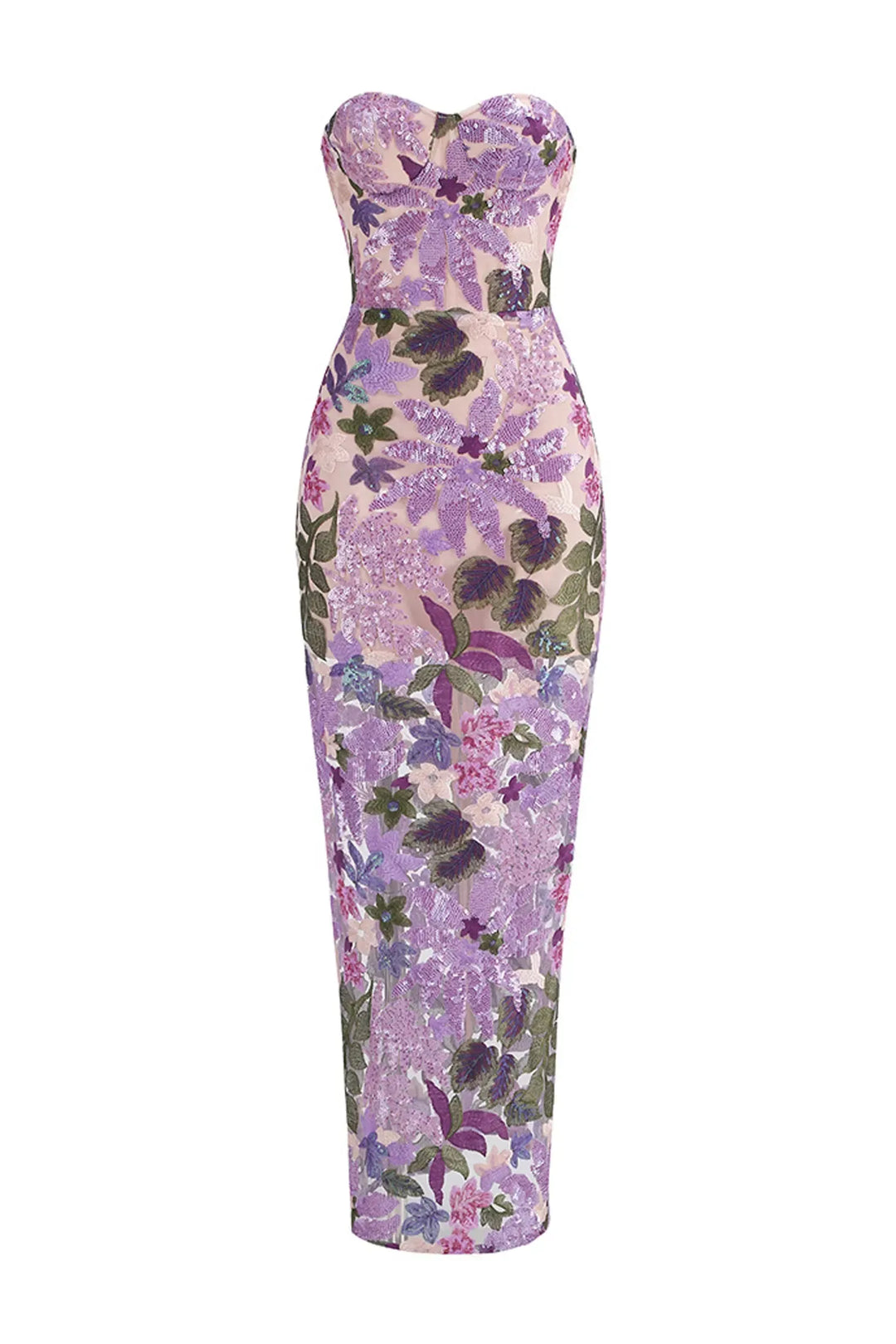 Kevin Purple Embroidered Sequins Dress