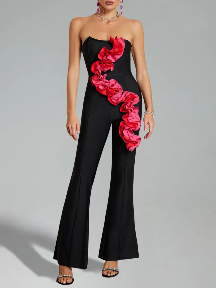 Temperament Tube Top with Fungus Edge Jumpsuit