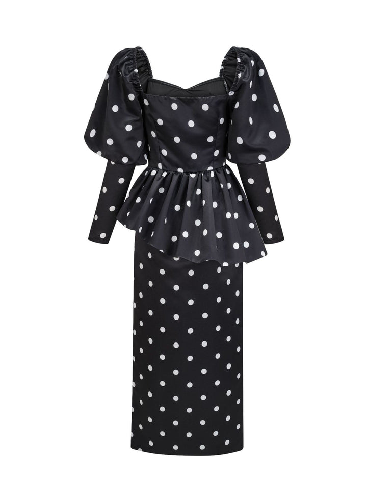 Emma Polka Dot Puff Sleeve Dress