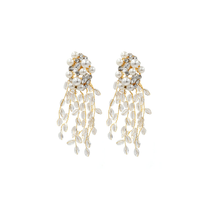 Crystal Pearl Fringed Earrings