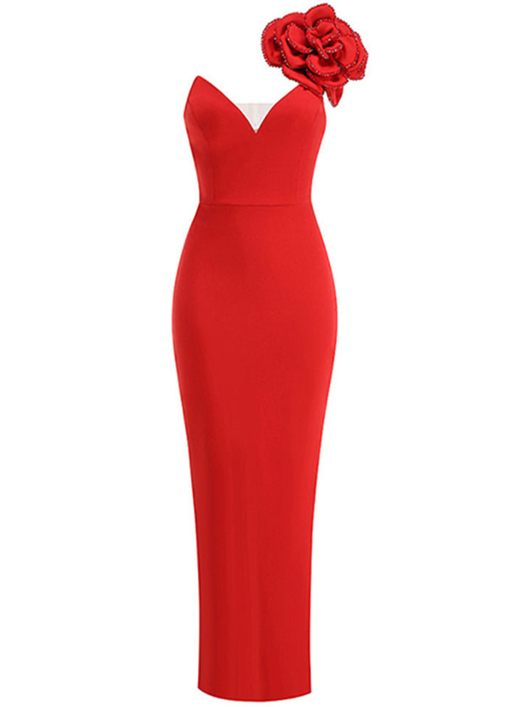 Emma Red V-neck Sleeveless Maxi Dress