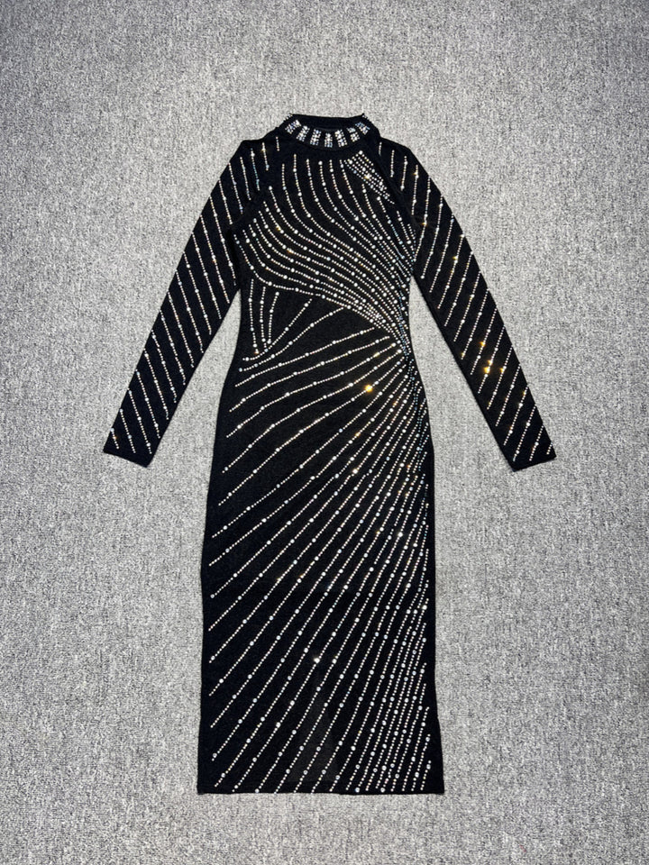 Hot Diamond Long Sleeve Midi Dress