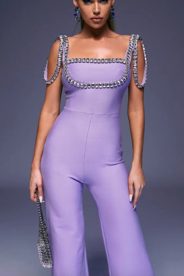 Rhinestone Purple Jumpsuit