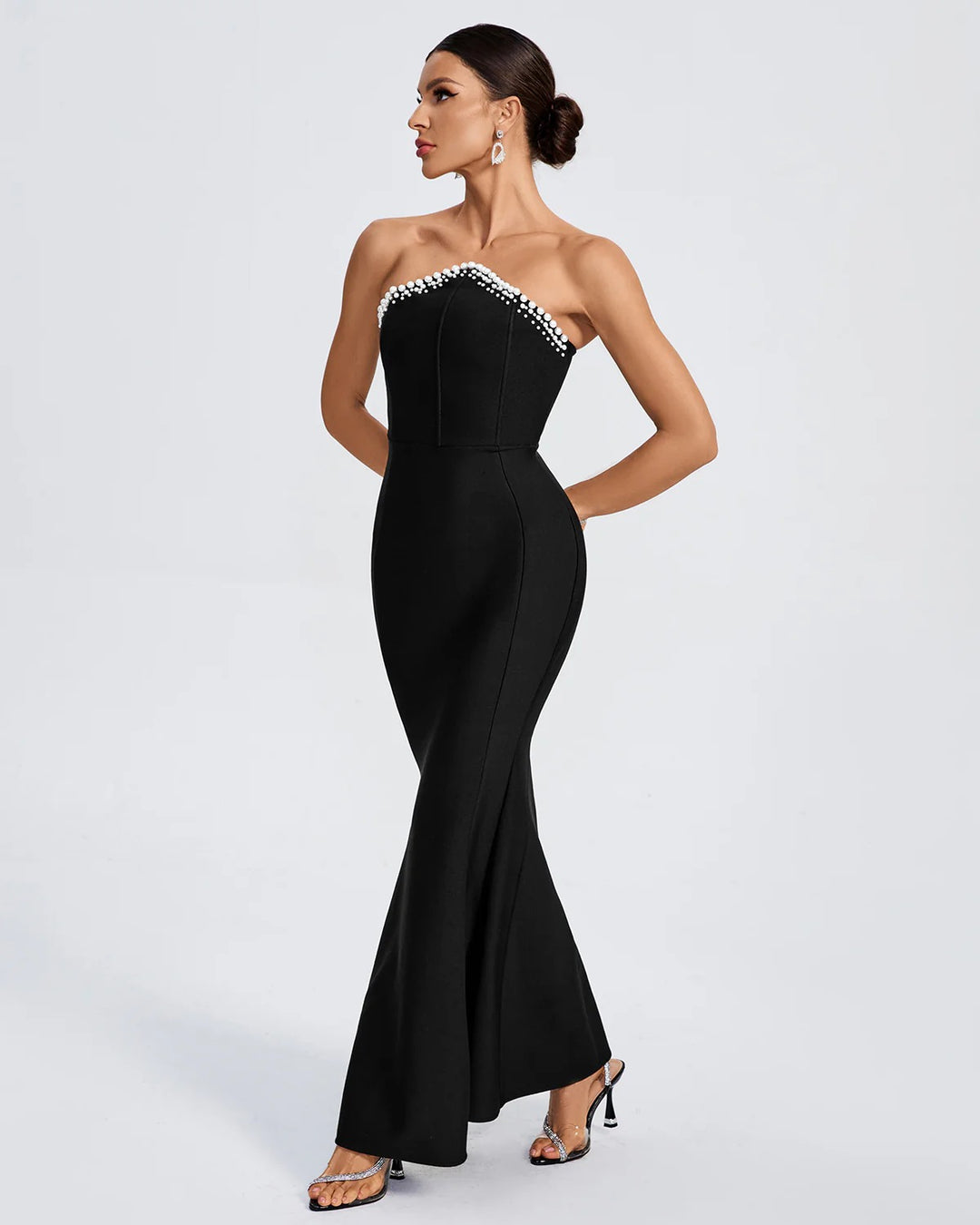 Elegant Tube Top Diamond Maxi Dress