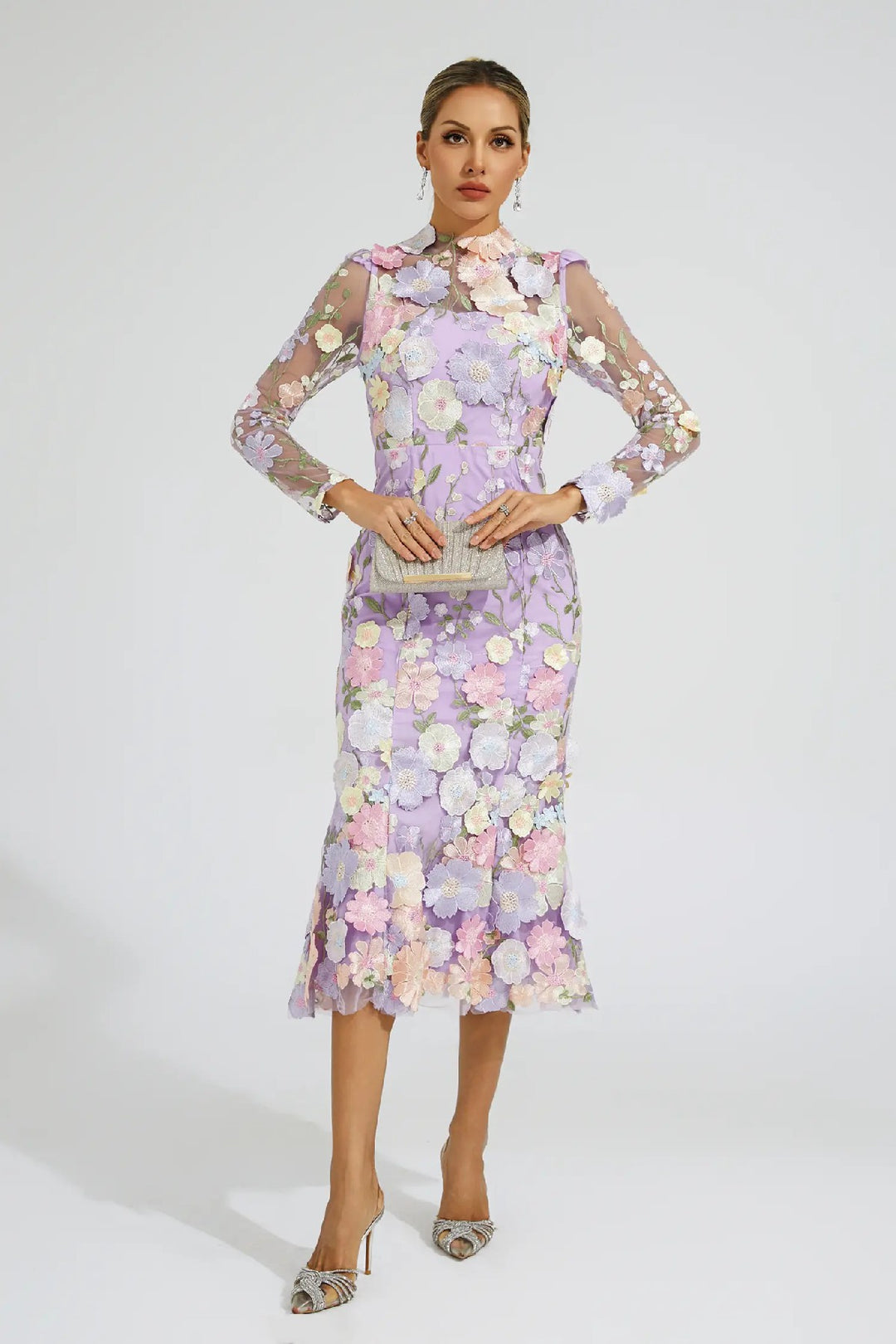 Elegant Embroidered Three-dimensional Flower Dress