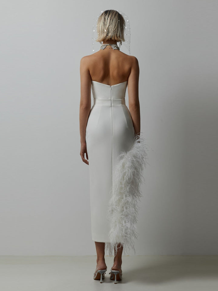 Temperament Feather Midi Dress