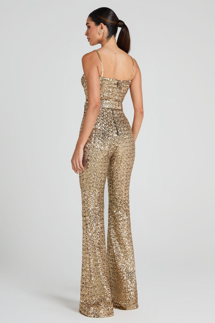 Temperament Sequined Suspender Jumpsuit