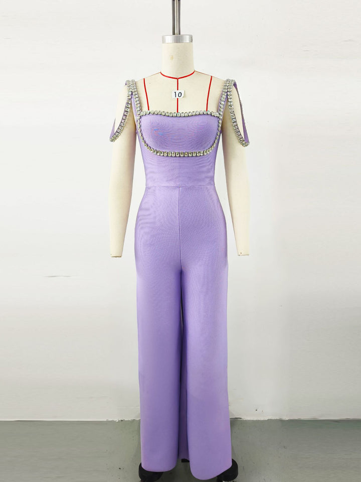 Rhinestone Purple Jumpsuit