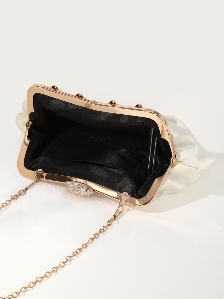 Diamond Pleated Satin Clutch