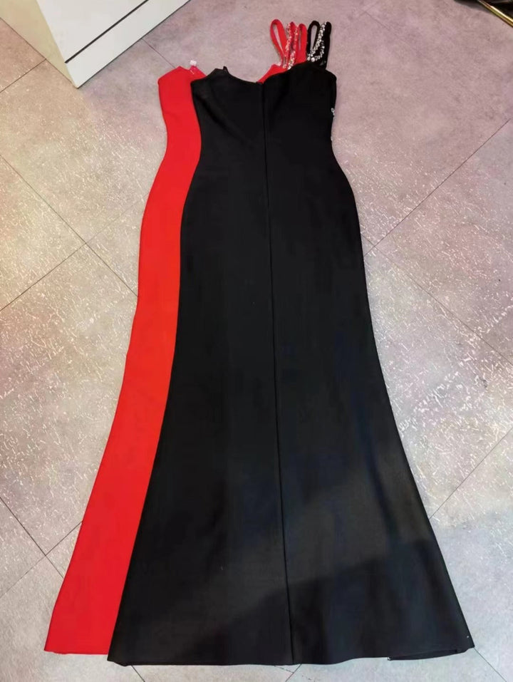 Elegant One-shoulder Nail Drill Dress