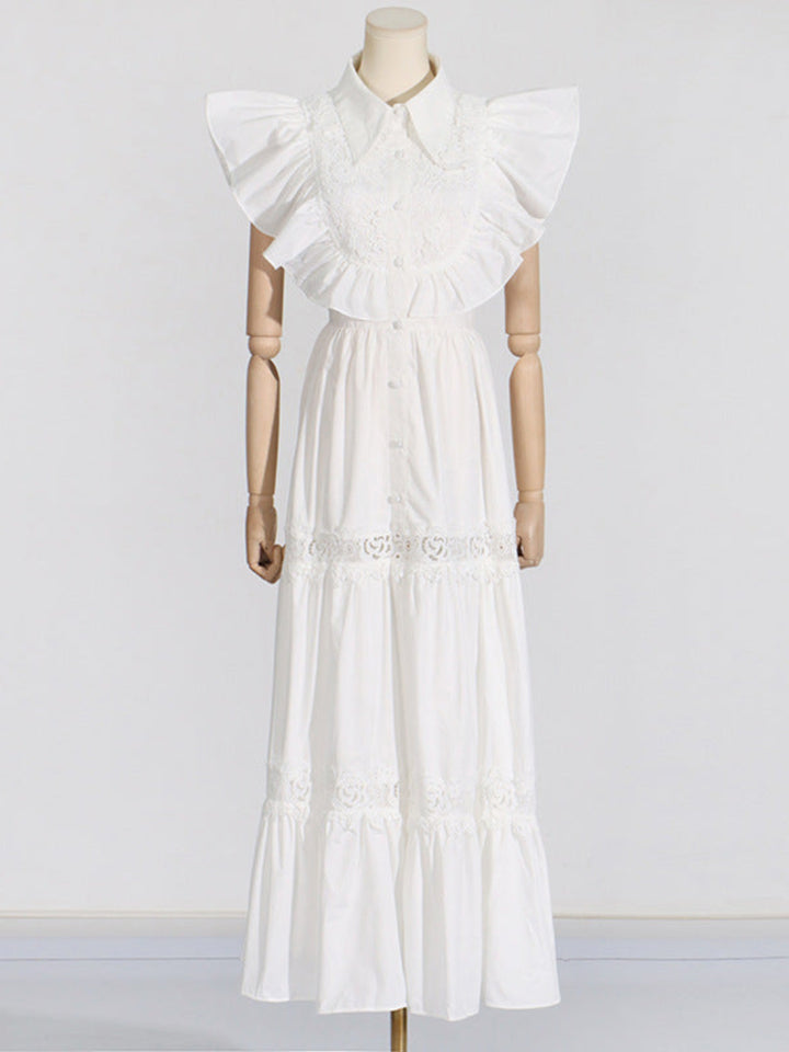 Temperament Lace Embroidered Ruffle Dress