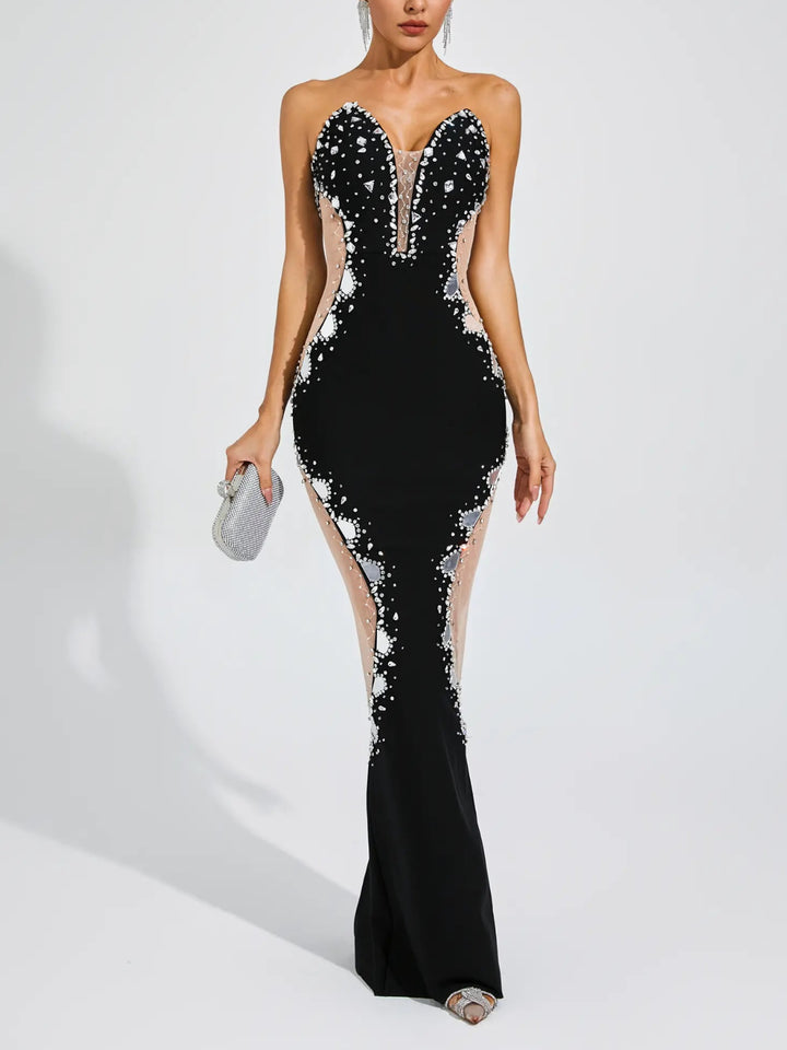 Scarlett Black Beaded Hollow Dress