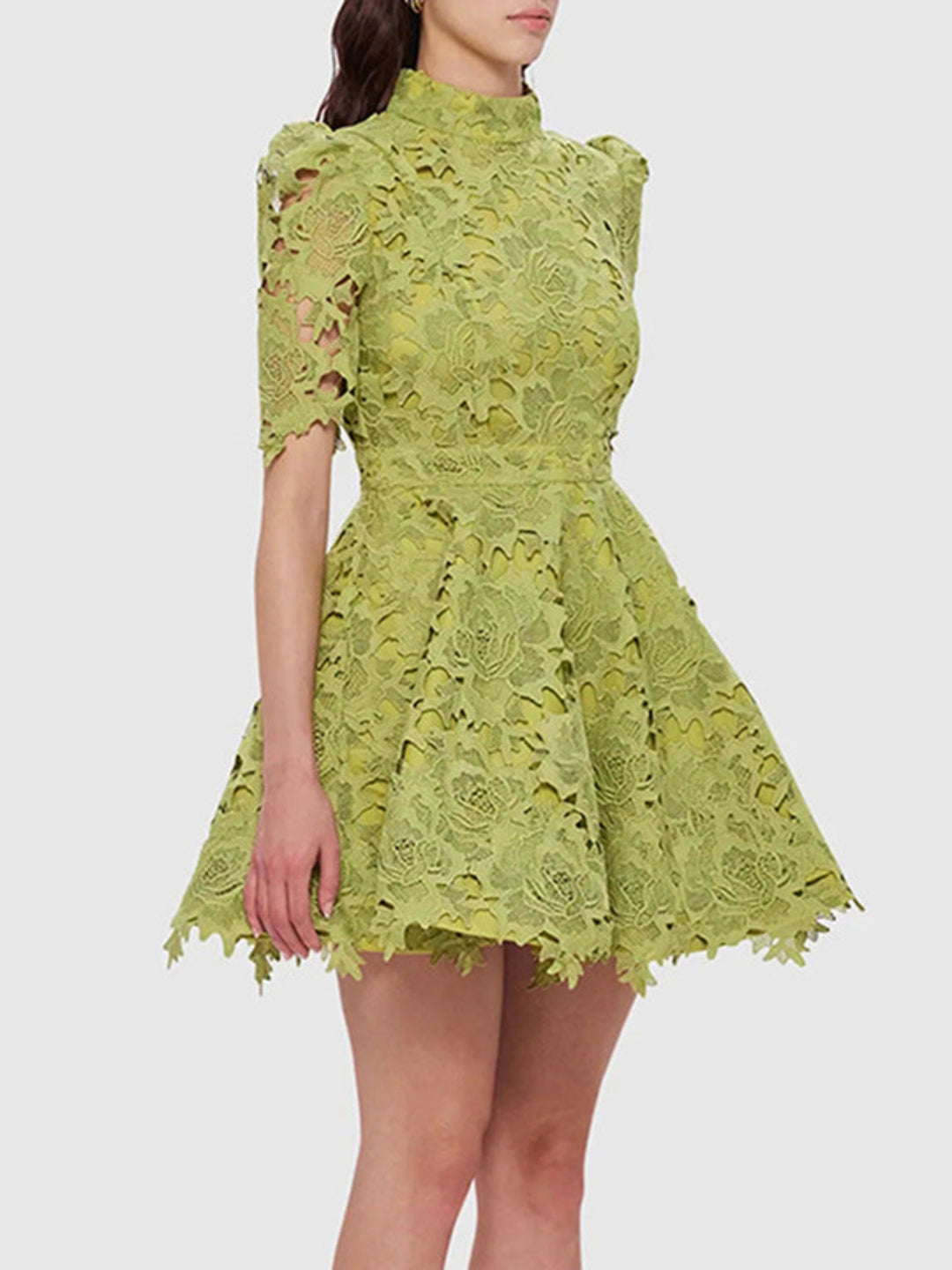 Elegant Stitched Lace Mini Dress