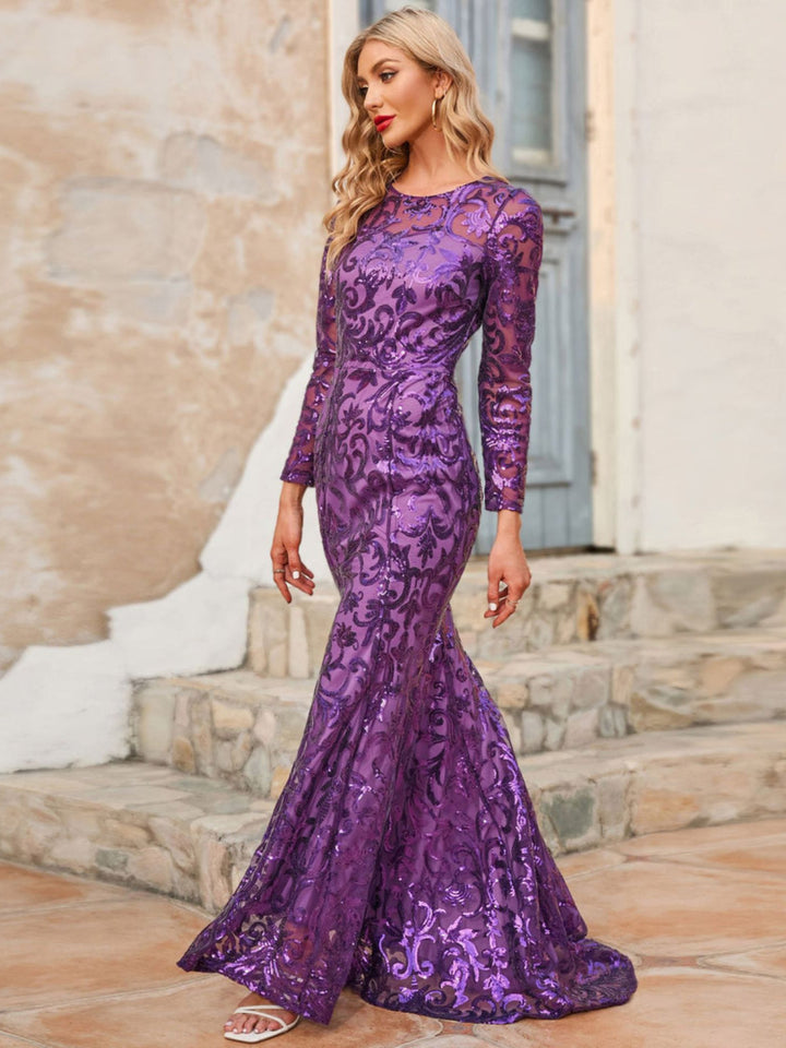 Temperament Long-sleeved Sequin Dress