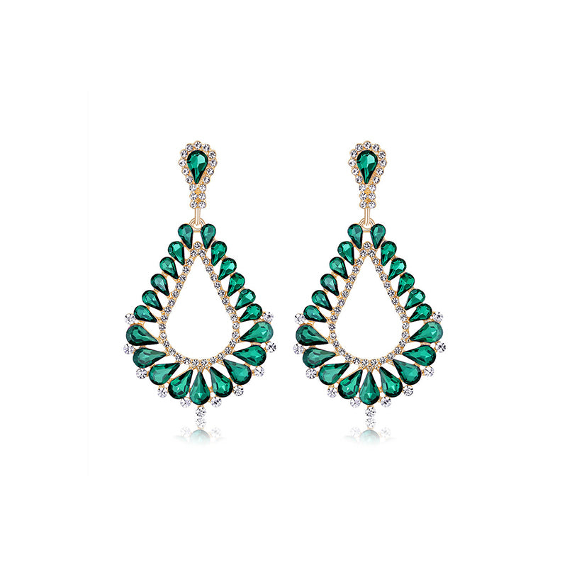 Vintage Diamond-encrusted Hollow Earrings