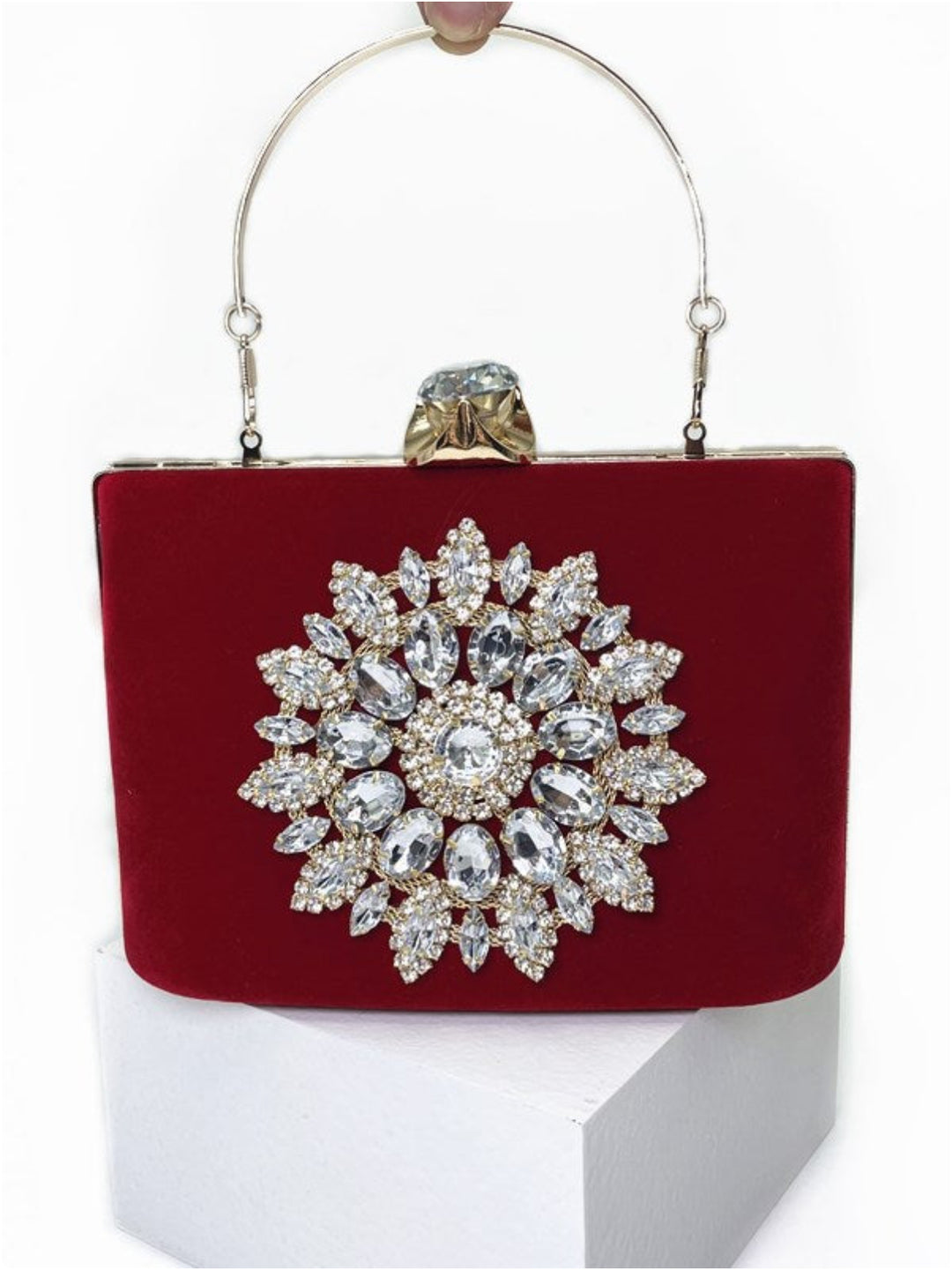 Velvet Sunflower Handheld Diamond Evening Party Clutch