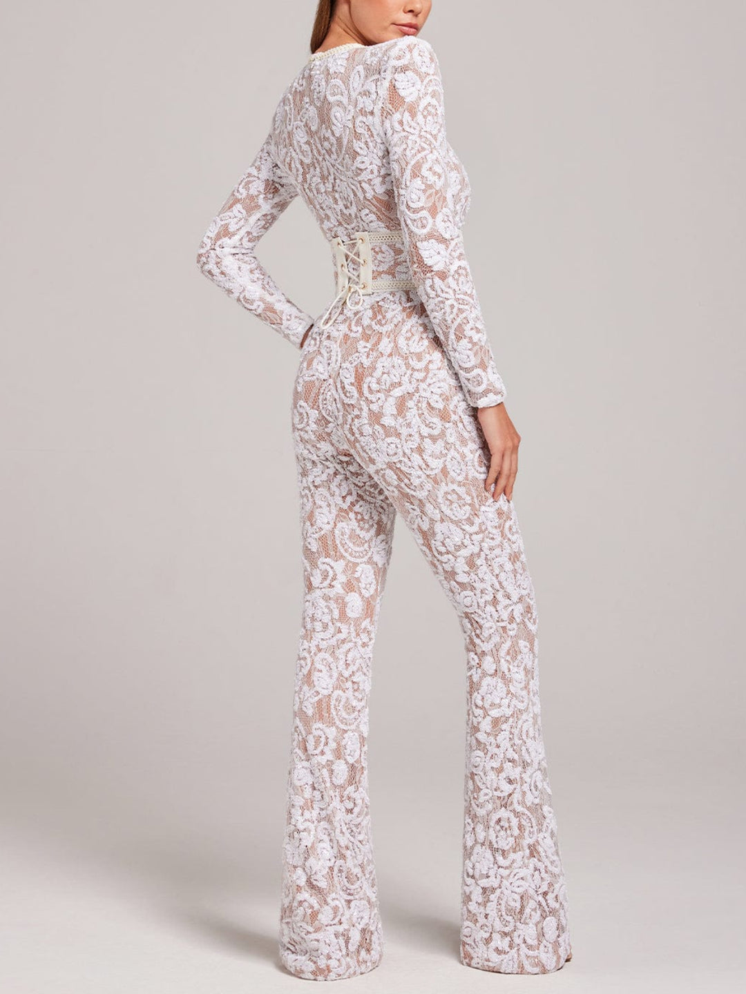 Zoe Lace Cutout Waist-cinching Jumpsuit