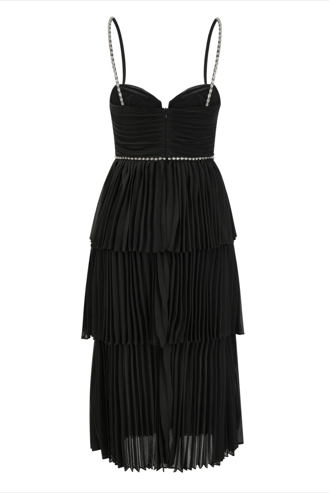 Meredith Black Diamond Ruched Midi Dress