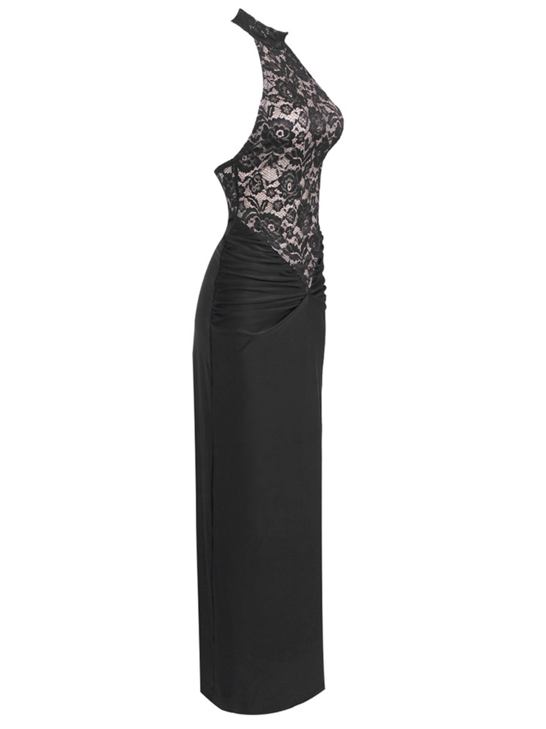 Hollow Lace Black Maxi Dress