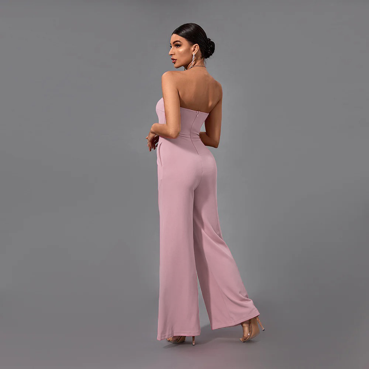 Temperament Solid Color Tube Top Jumpsuit