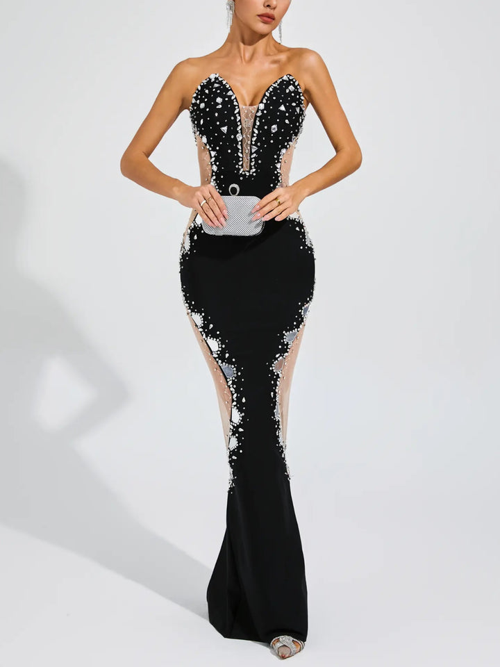 Scarlett Black Beaded Hollow Dress