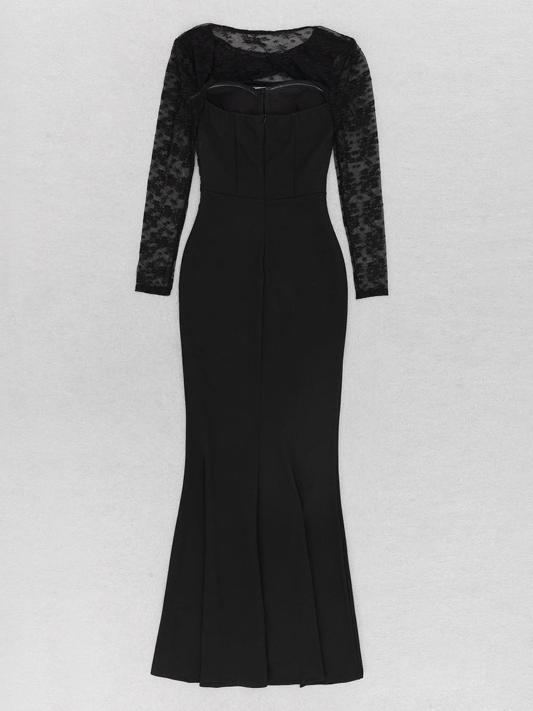 Elegant Black Hollow Stitching Maxi Dress