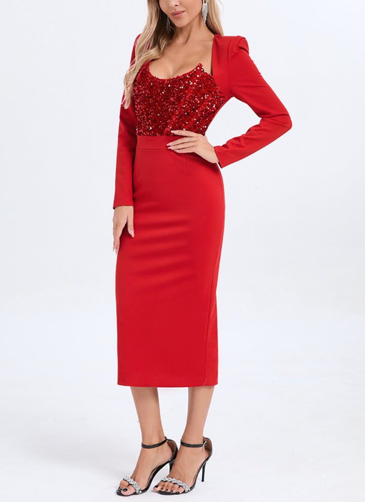 Grace Red Sequin Midi Dress