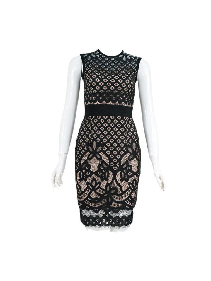 Temperament Hollow Lace Mini Dress