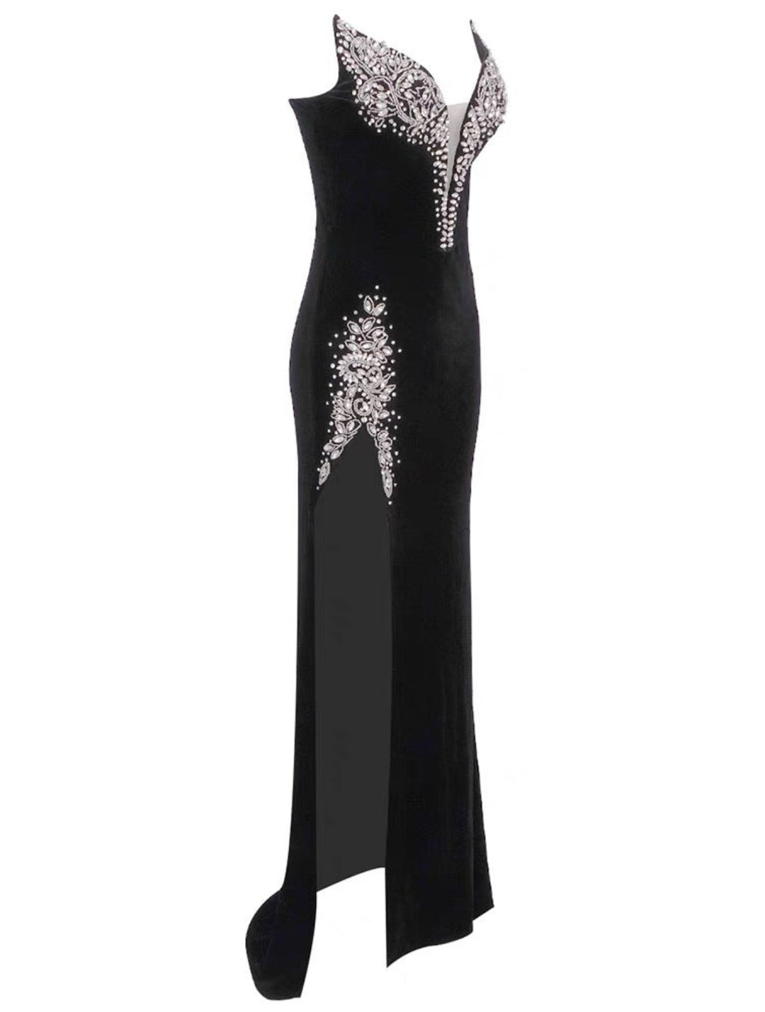 Elegant Diamond Deep V Maxi Dress