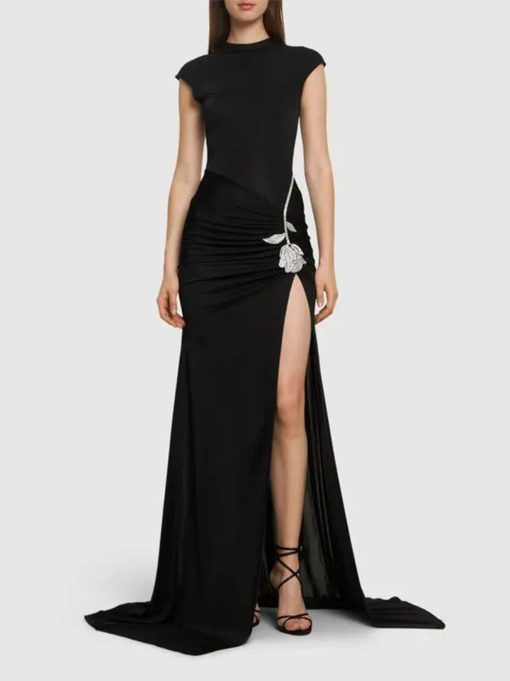 Rose Hot Diamond Black Maxi Dress