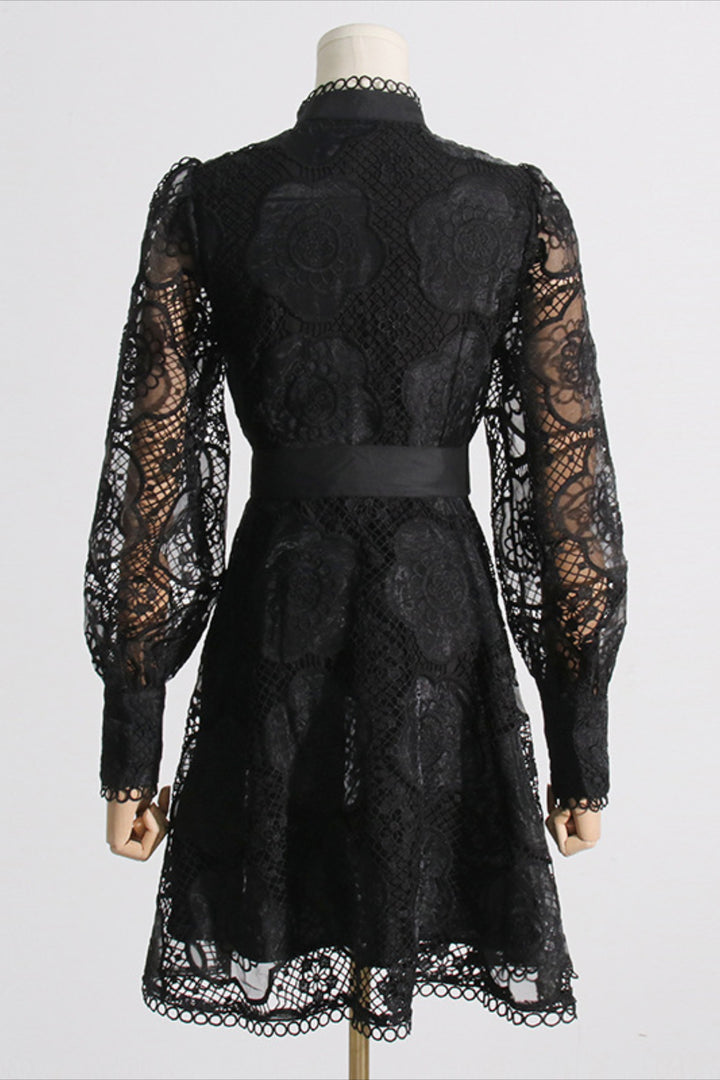 Lorelei Black Lace Jacquard Mini Dress