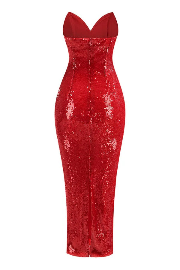 Fashion Beaded Sequin Midi Dress