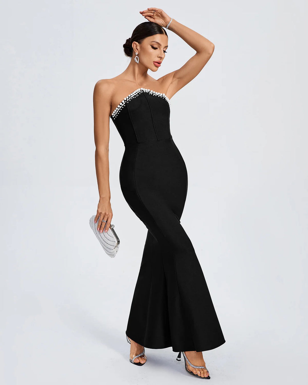 Elegant Tube Top Diamond Maxi Dress