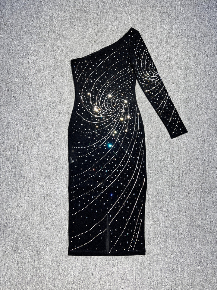 Hot Diamond Black Midi Dress