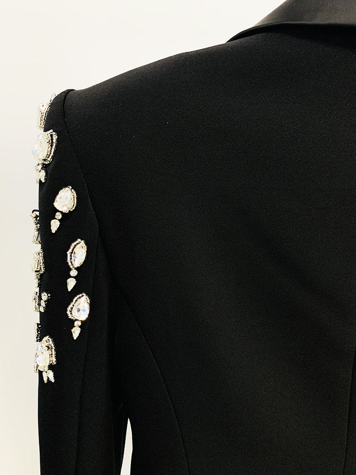 Alice's Gorgeous Heavy-duty Beaded Diamond-embellished Slim Long Blazer